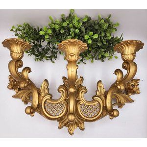 Vintage 1966 Homco Bowed 3 Armed Sconce -  Regency Style! Bridgerton!